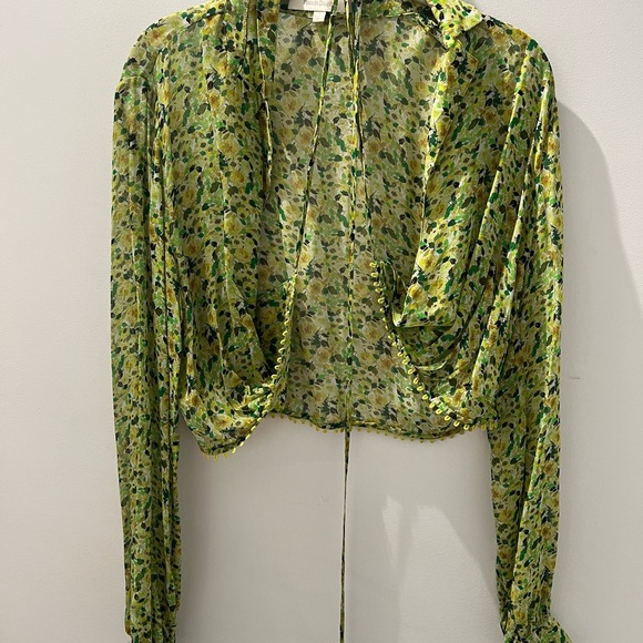 Favorite Daughter The Lover Wrap Top Floral Viscose Chiffon Blouse Size S - Picture 5 of 9